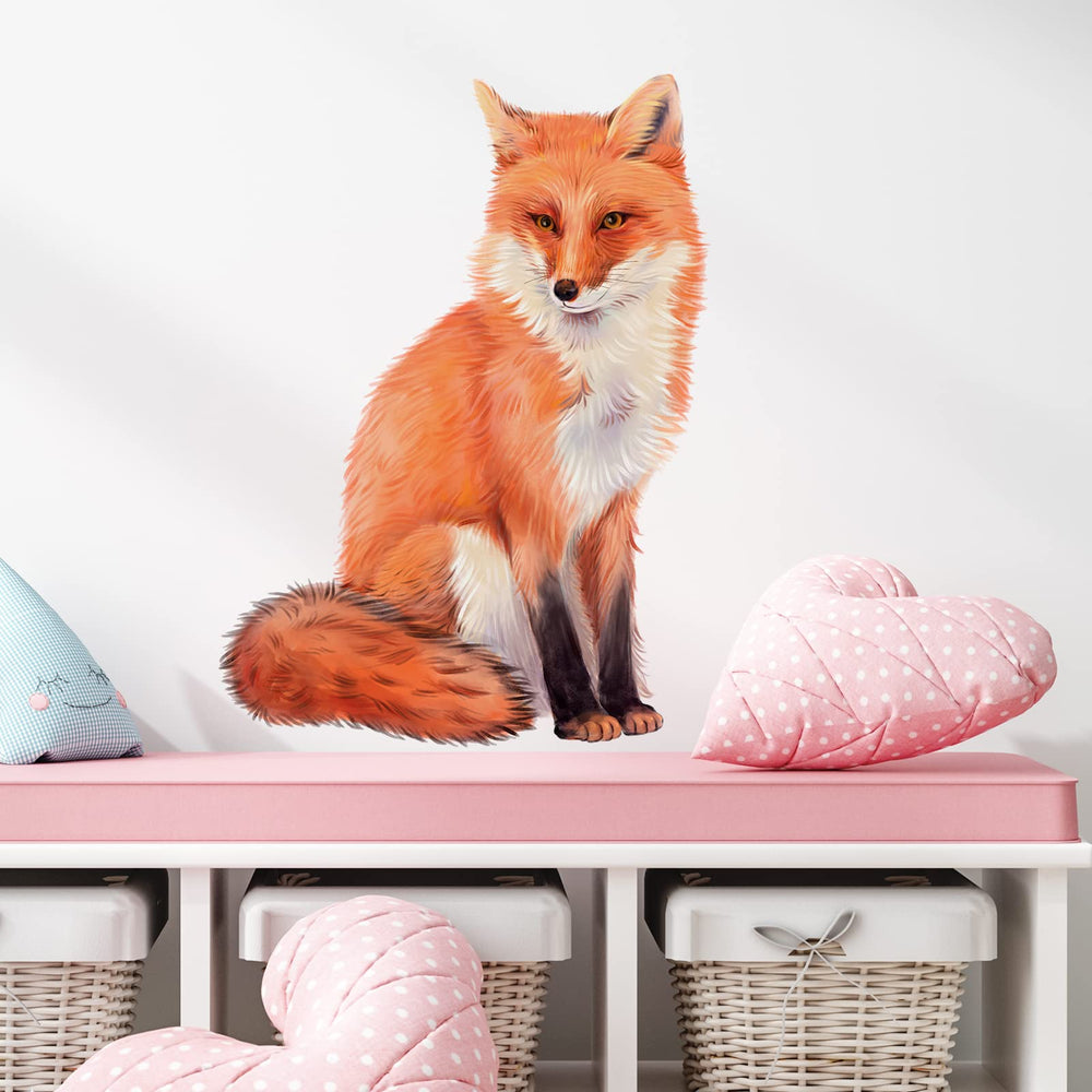 RoyoLam Red Fox wall decal sitting on clean wall adds nursery charm
