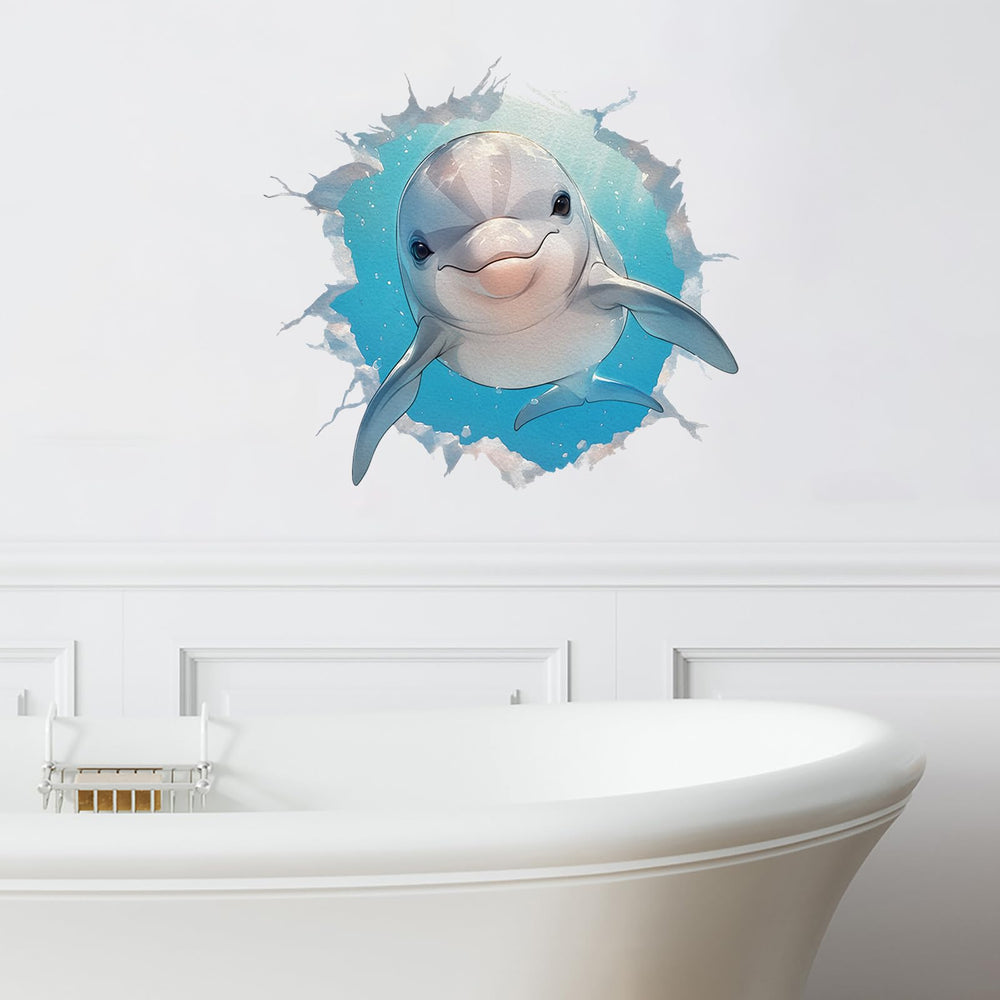 RoyoLam smiling dolphin wall sticker brightens kids spaces with removable decor.