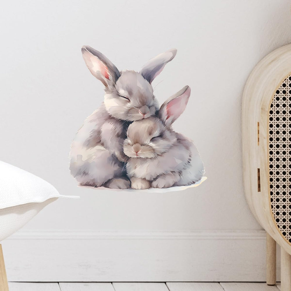 RoyoLam two sleeping rabbits wall decals on smooth walls for nursery decor and calm ambiance