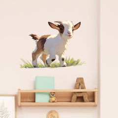 RoyoLam walking pygmy goat wall decal adds colorful, removable decor to playrooms.