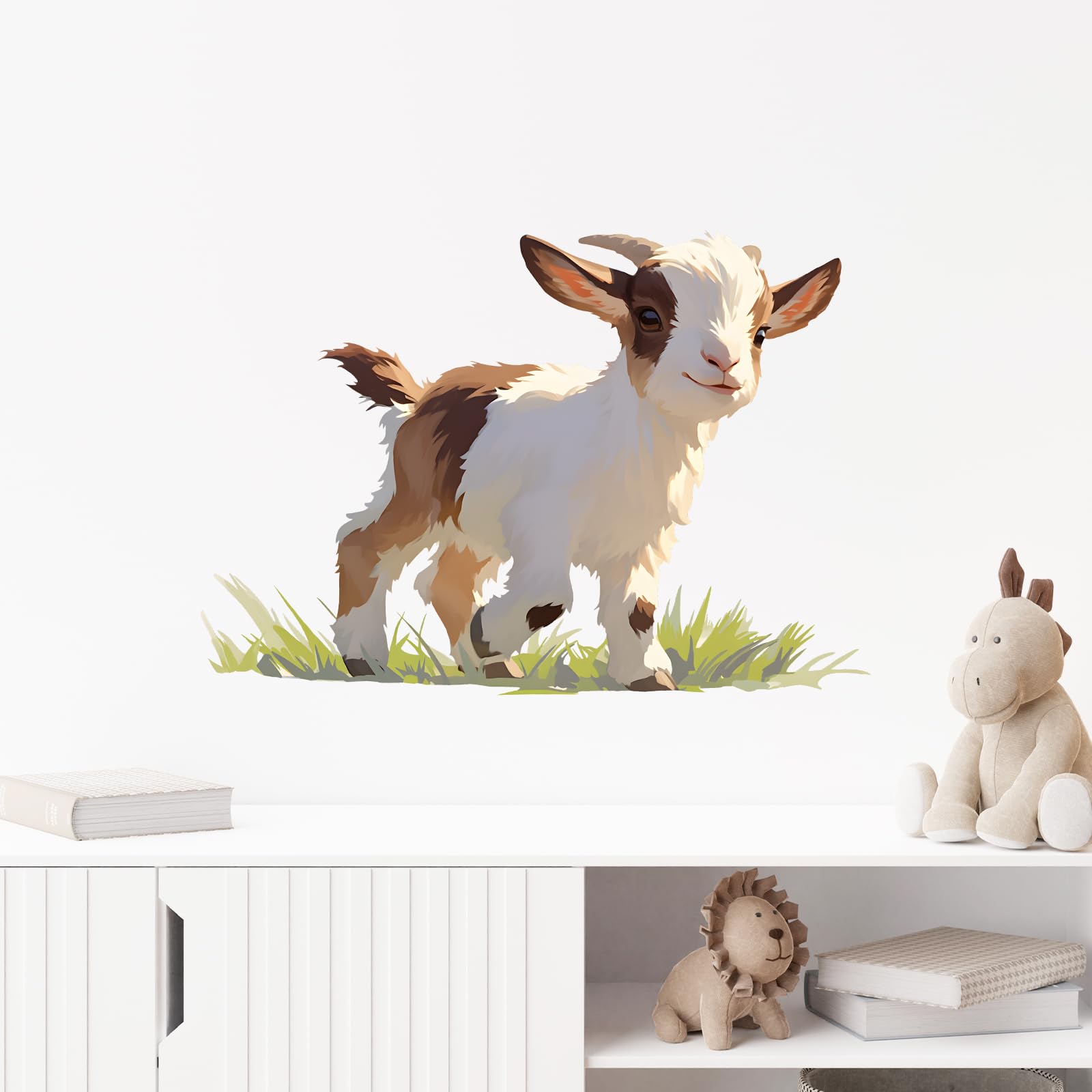 RoyoLam pygmy goat wall decal is a safe, peel-and-stick option for classrooms.
