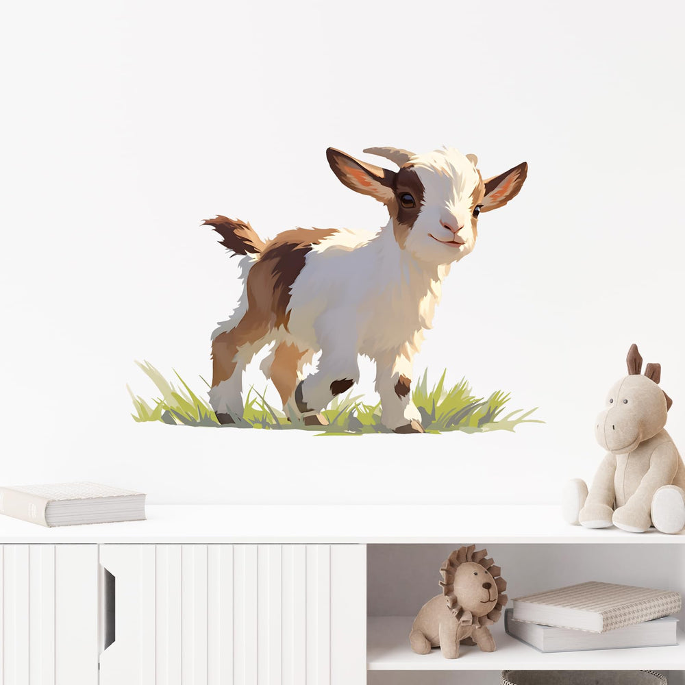 RoyoLam pygmy goat wall decal is a safe, peel-and-stick option for classrooms.