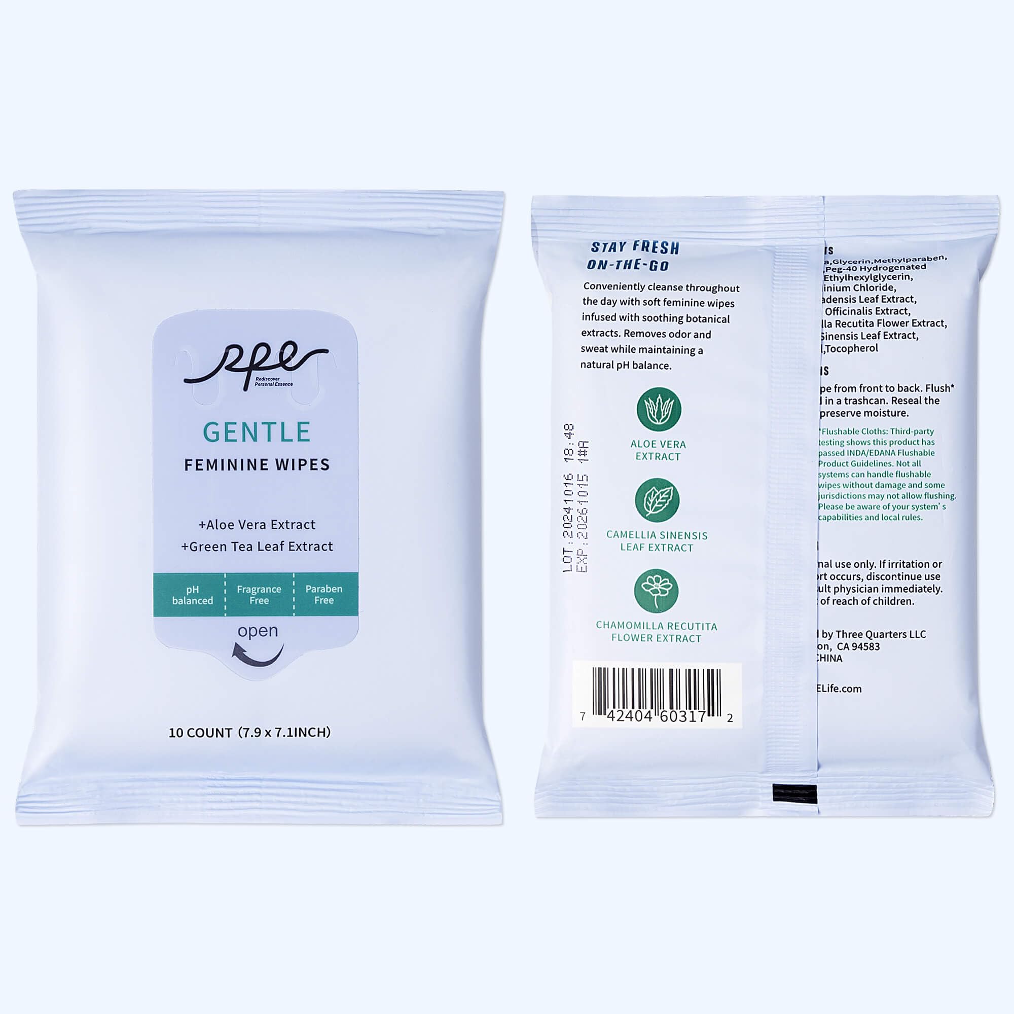 RPE Life FSA-certified feminine wipes for daily care