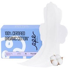 RPE Life overnight pad with wings in package for secure nighttime protection.