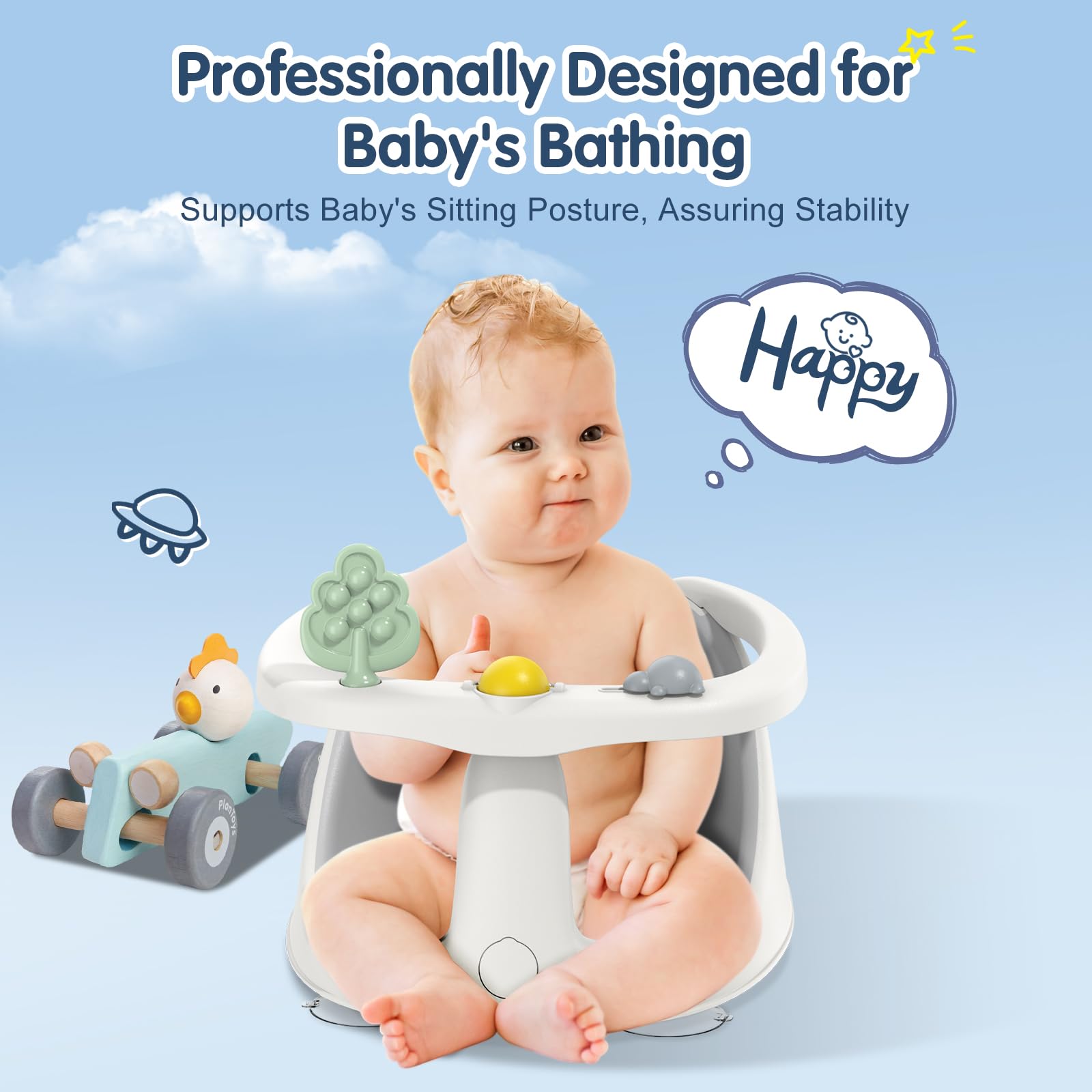 RPTGH baby bath seat ergonomic wrap-around arms provide soft support