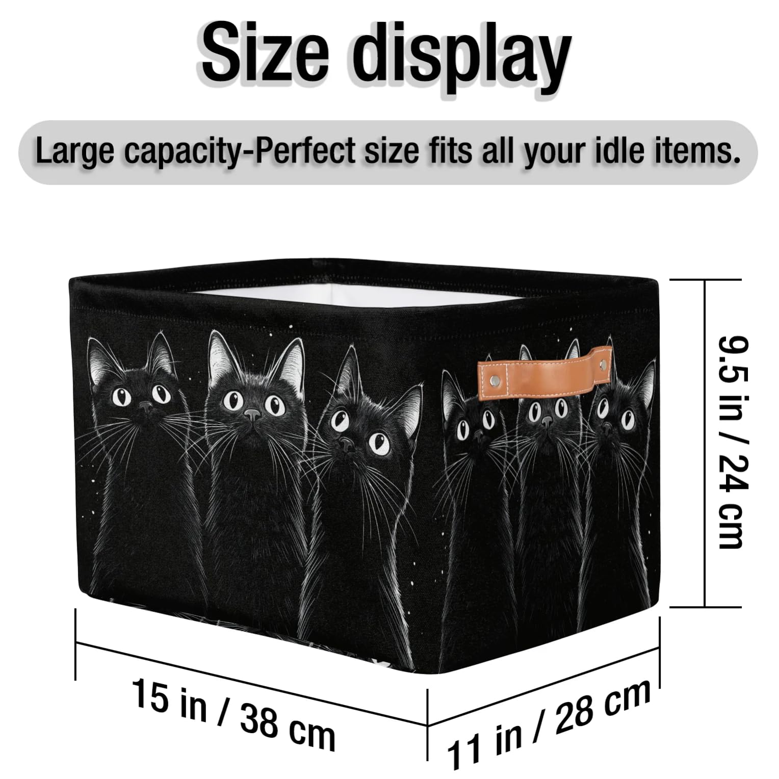 RPWOBBYQ Curious Black Cats storage box collapsible design saves space when not in use