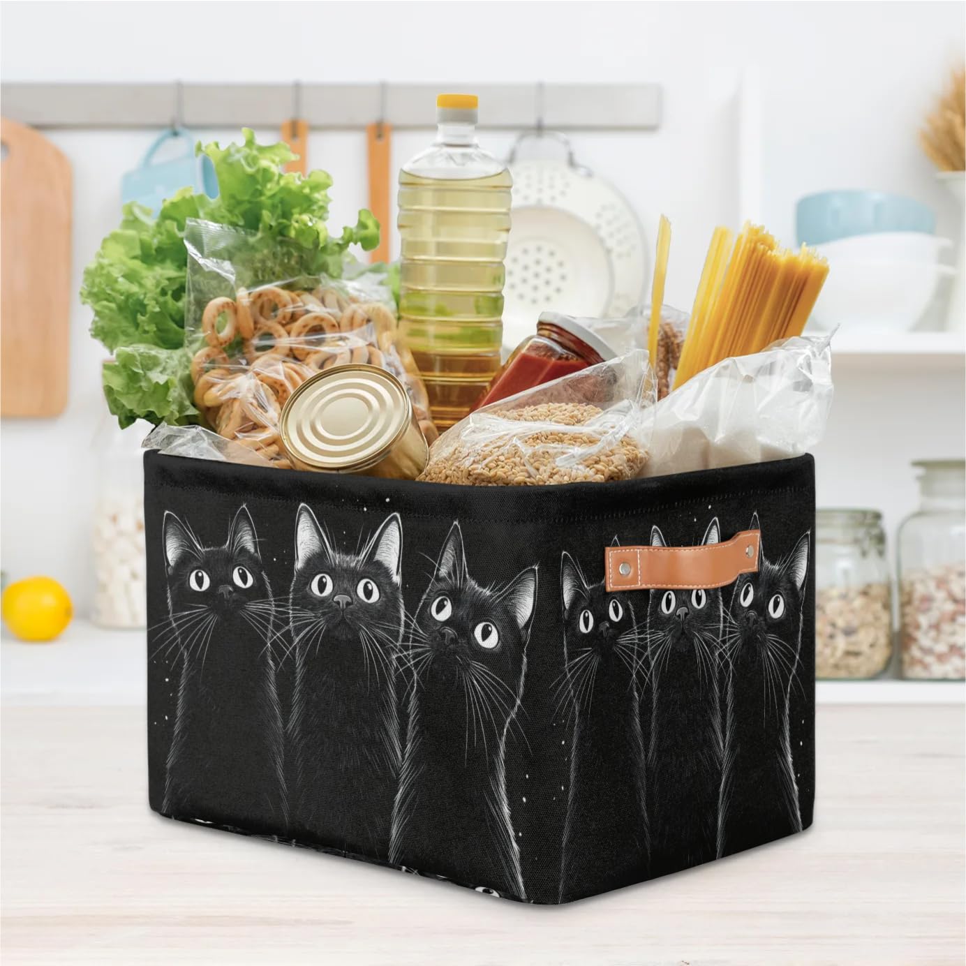 RPWOBBYQ Curious Black Cats storage box folds flat for compact storage