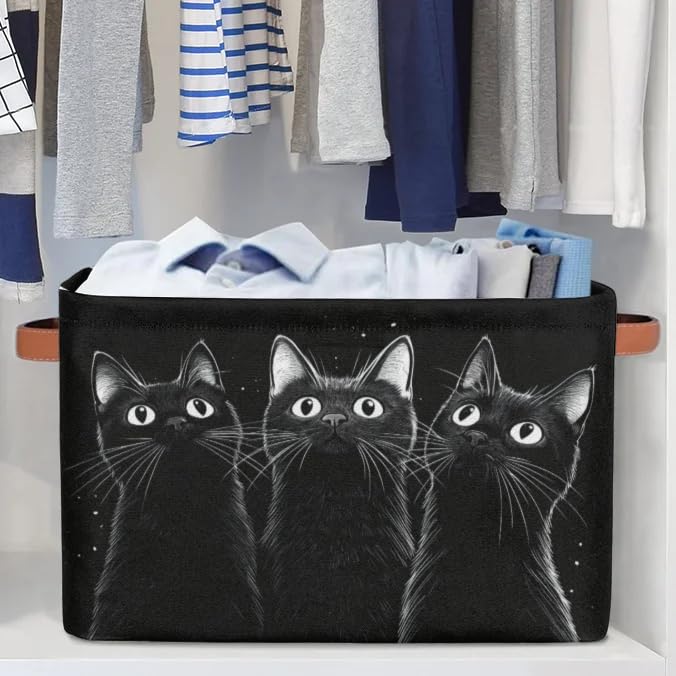 RPWOBBYQ Curious Black Cats storage box suited for storing books and magazines