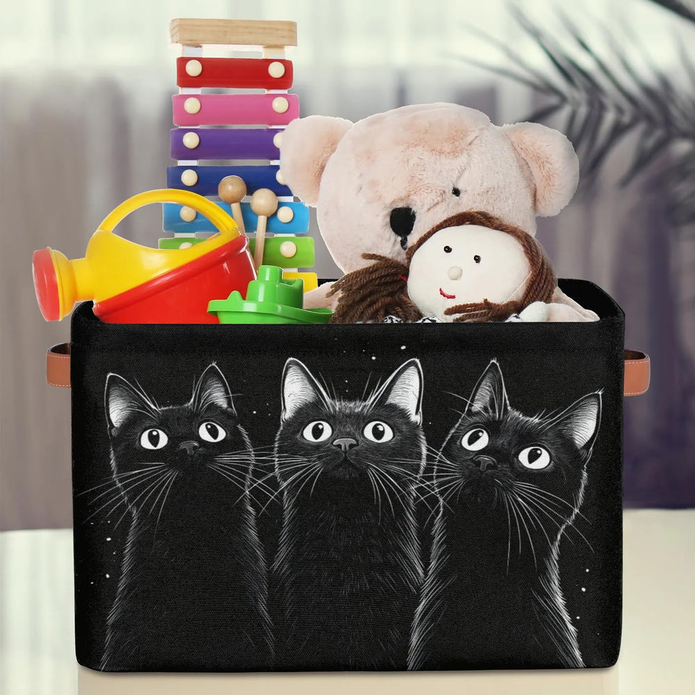 RPWOBBYQ Curious Black Cats storage box in dorm room keeps items organized