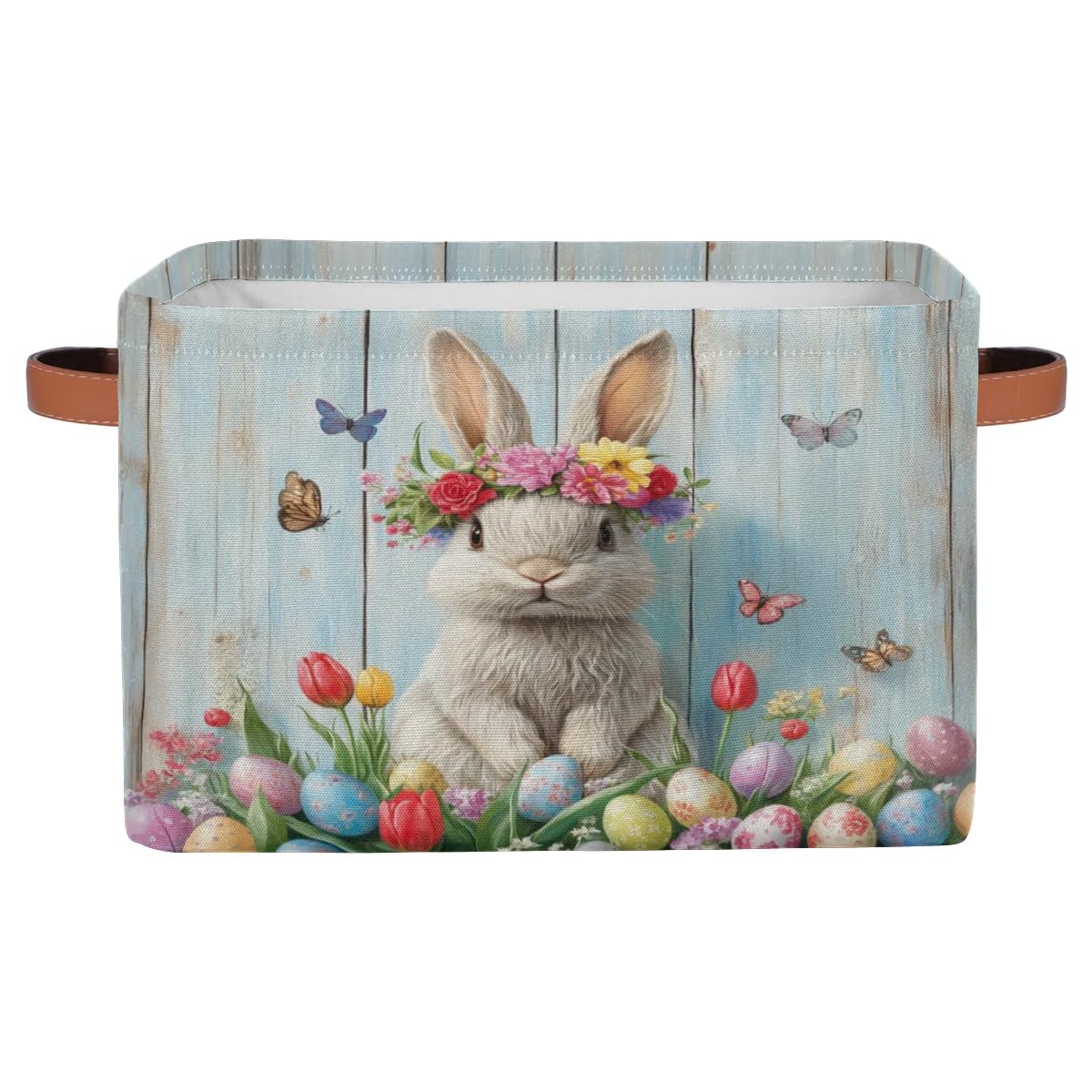 RPWOBBYQ Easter Bunny storage bin with handle for easy toy organization
