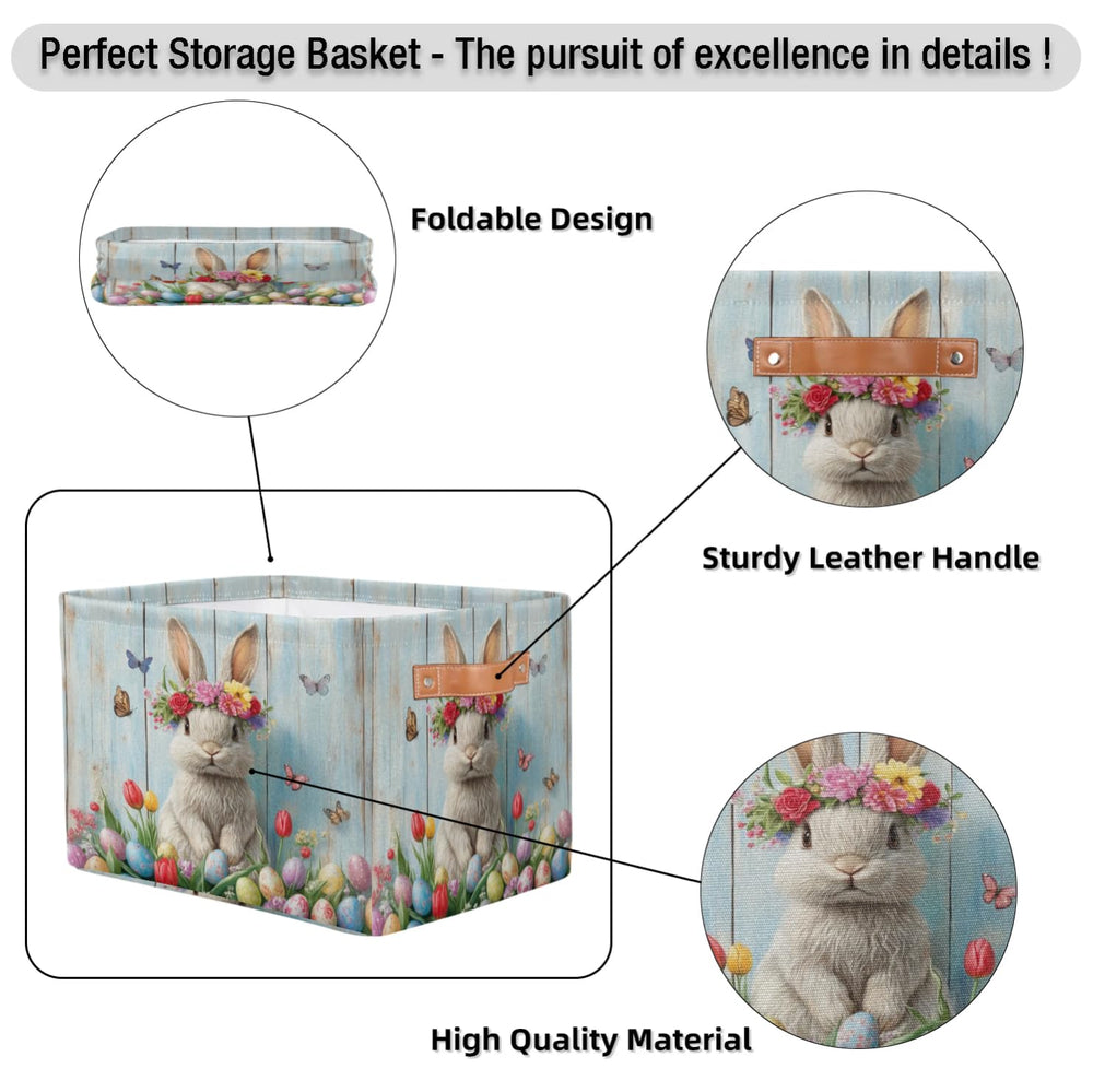 RPWOBBYQ thick polyester fabric bin with dual handles for sturdy carrying
