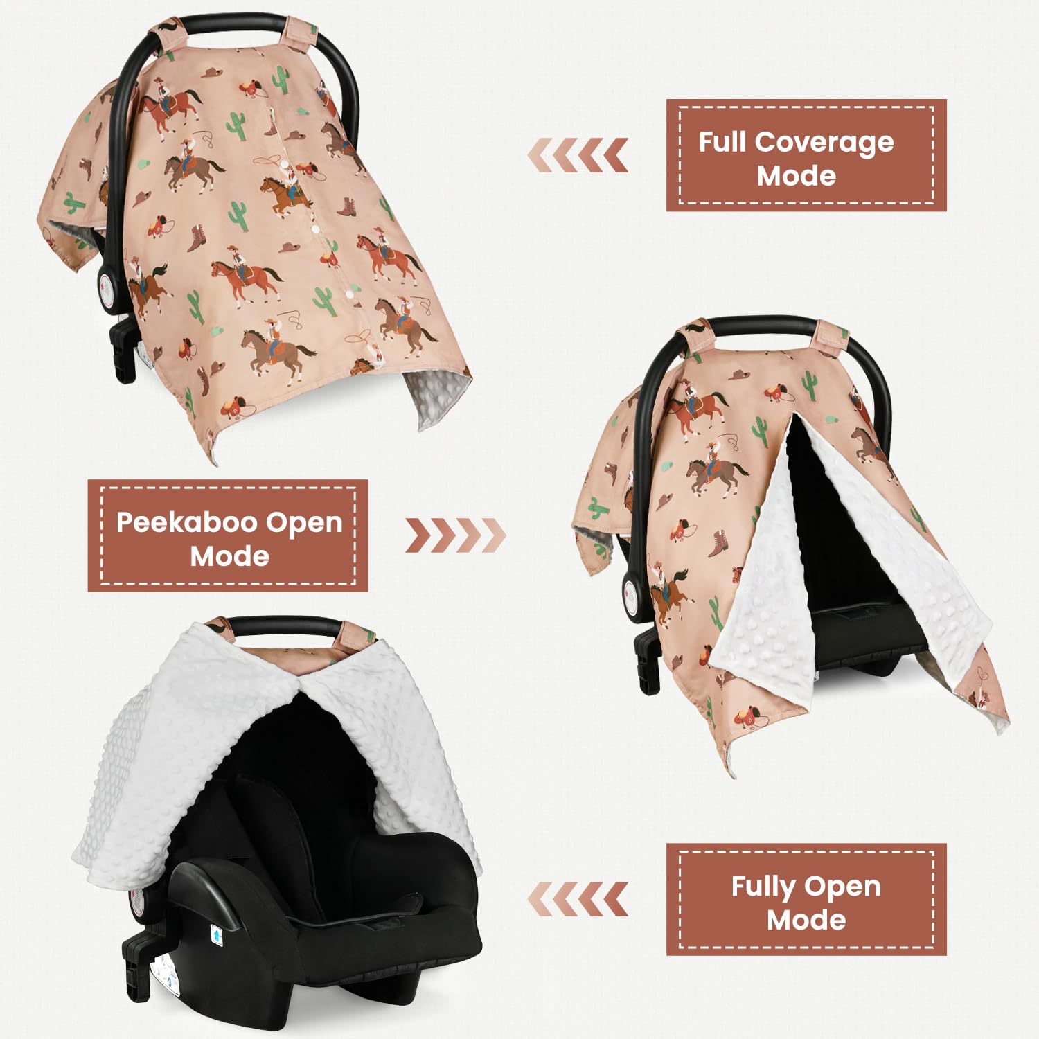 Rquite car seat cover peekaboo opening enables gentle baby checks.