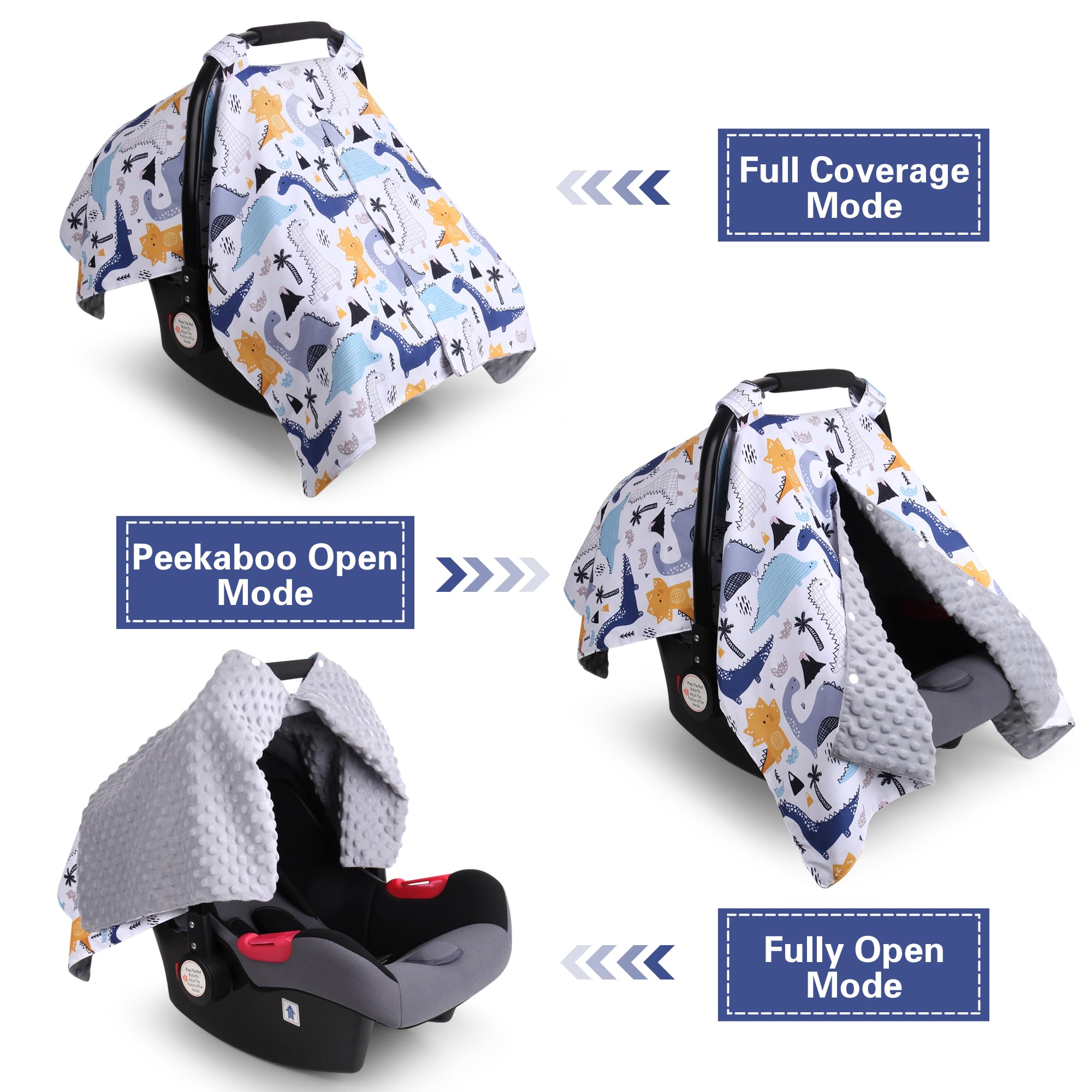 Rquite dinosaur-pattern car seat cover adds style and sun protection.