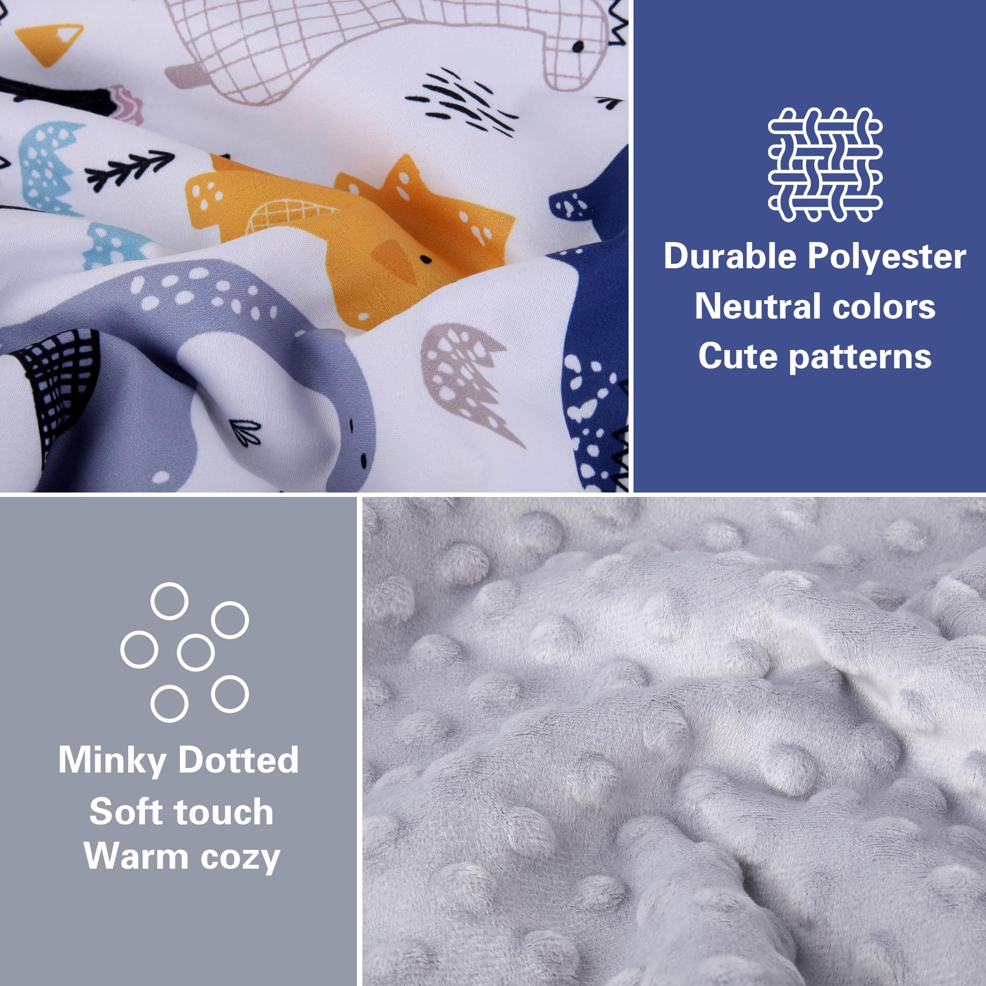 Rquite Minky inner layer provides soft warmth for cozy naps.