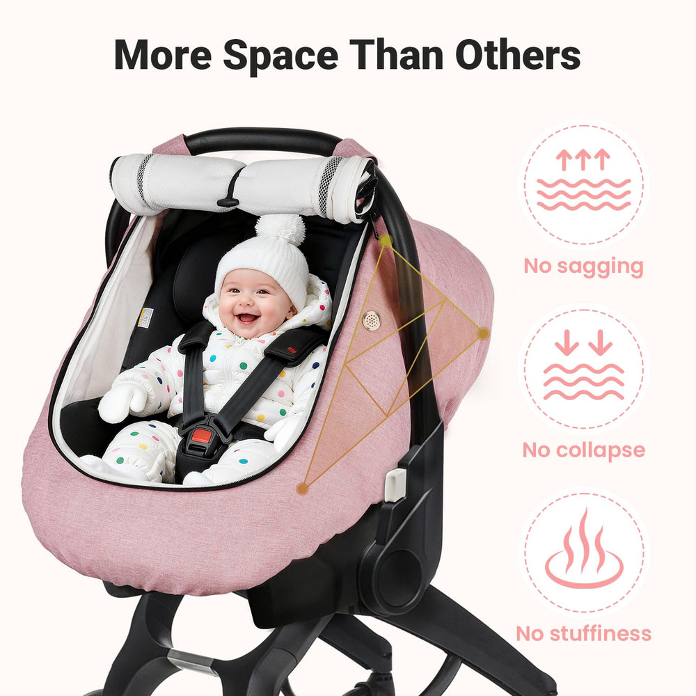 Rquite car seat canopy with ventilation holes ensures airflow