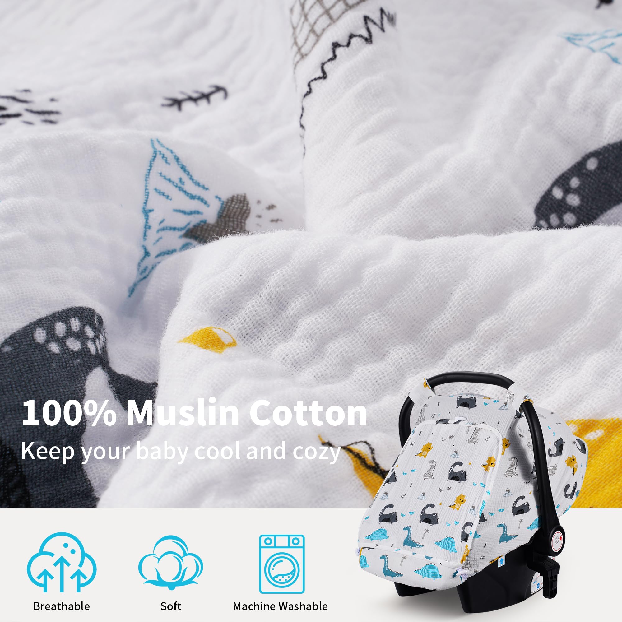 Rquite car seat cover with large mesh window for airflow and visibility