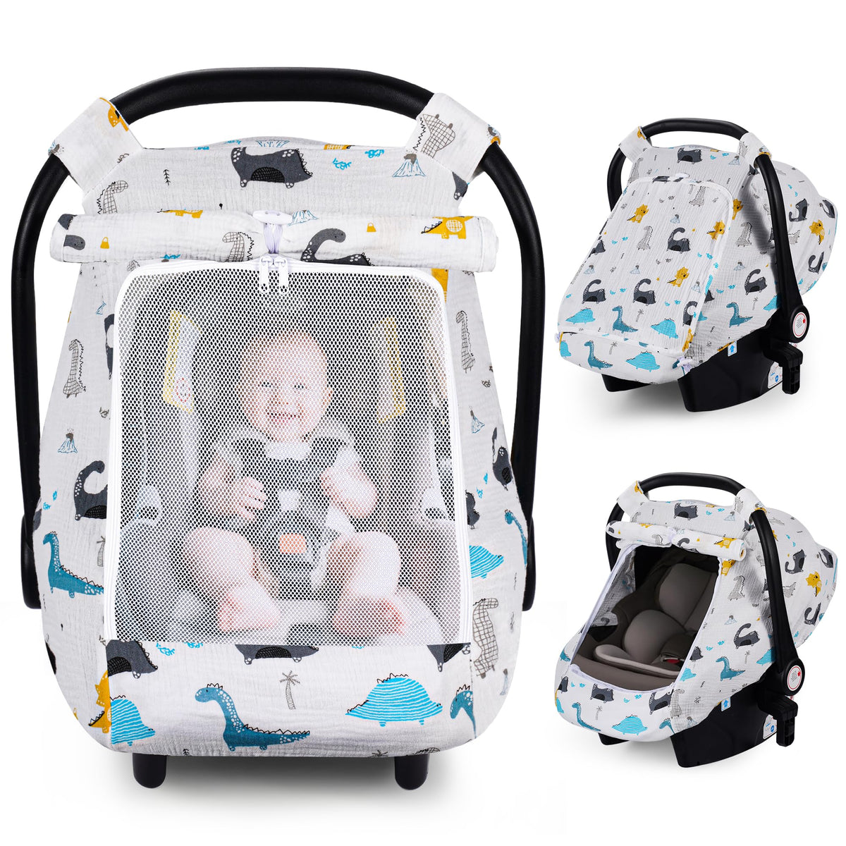 Rquite car seat cover in muslin breathable fabric for summer comfort