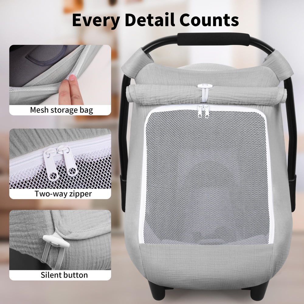 Rquite car seat cover features universal fit with an elastic bottom.