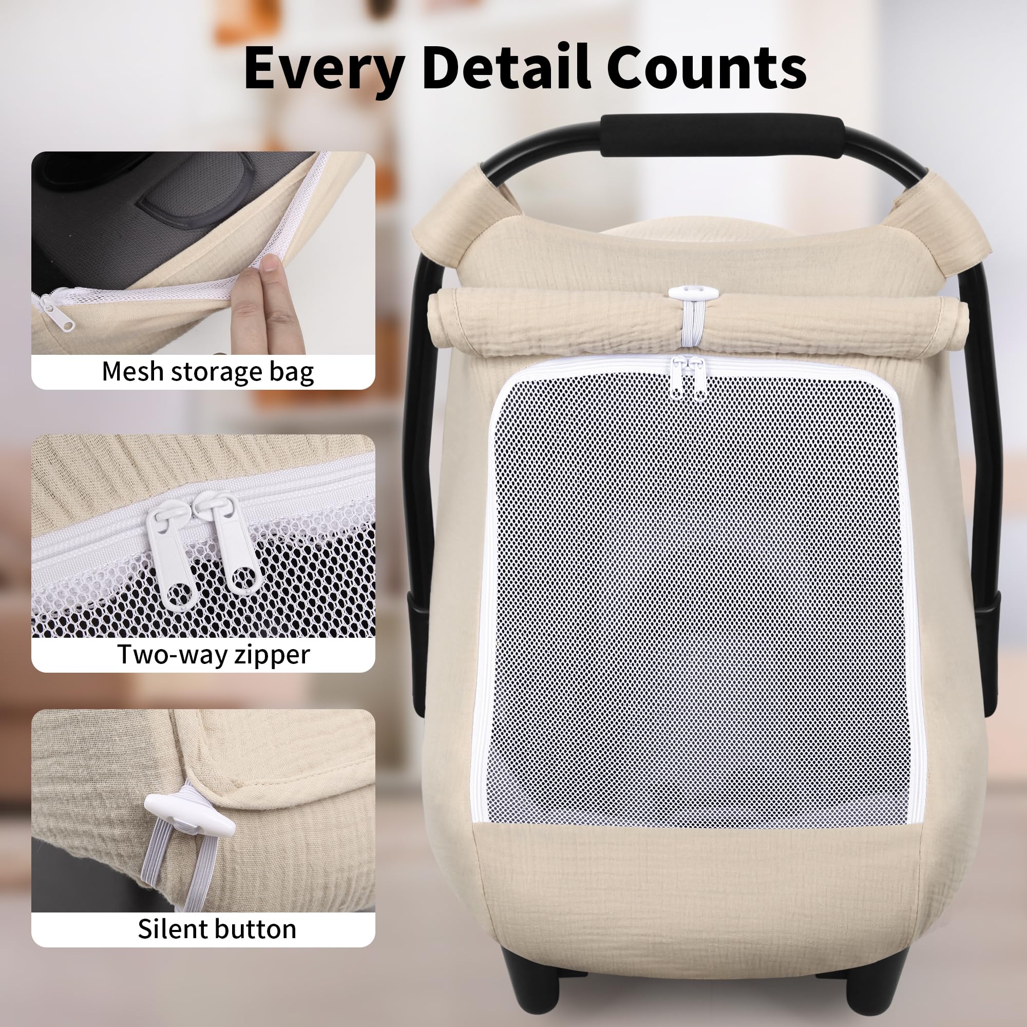 Rquite zippered mesh panel allows easy baby access while staying breathable