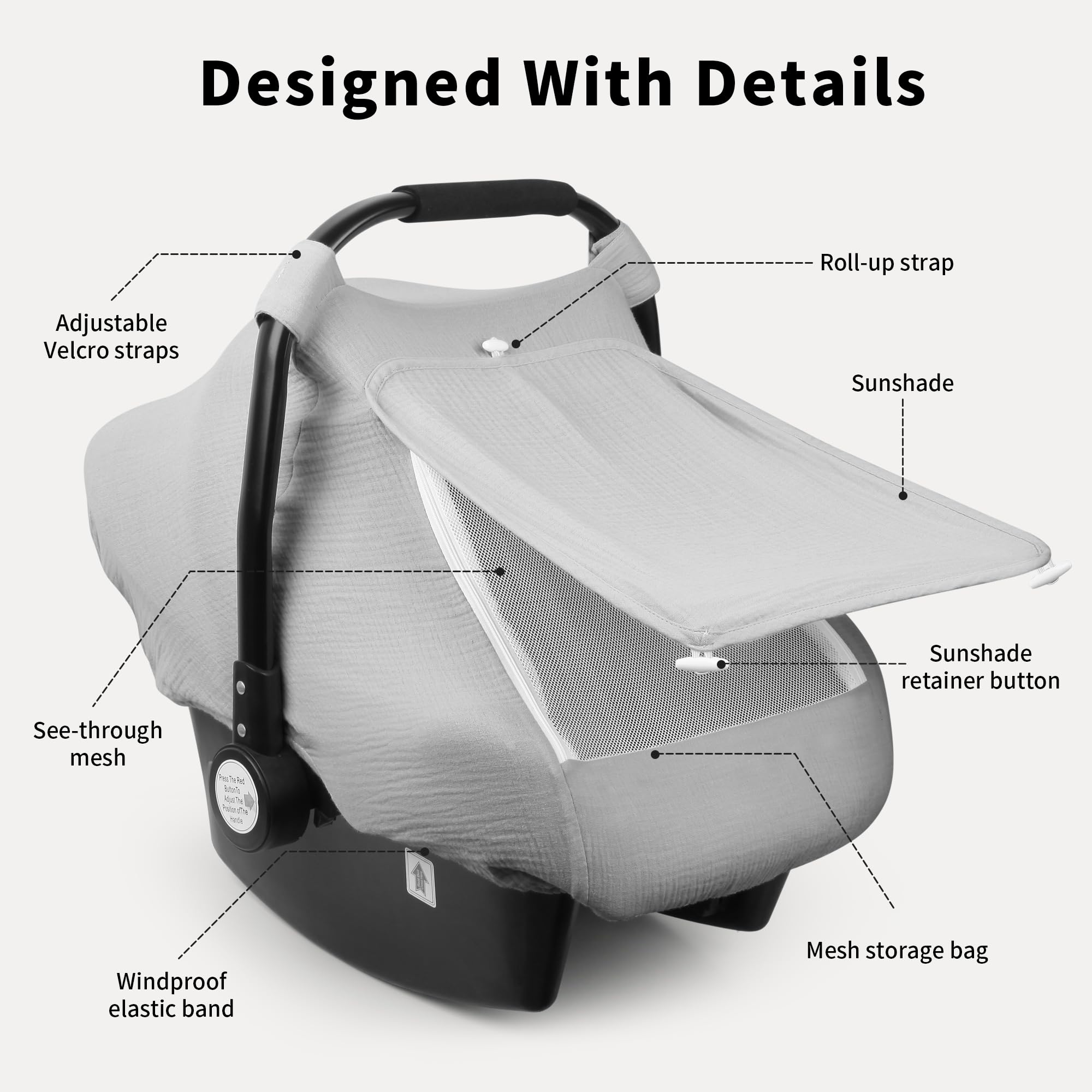 Rquite infant canopy shields baby from sun while staying breathable.