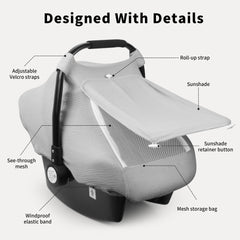 Rquite infant canopy shields baby from sun while staying breathable.