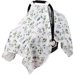 Rquite leaf-print car seat cover providing breathable sun protection for babies