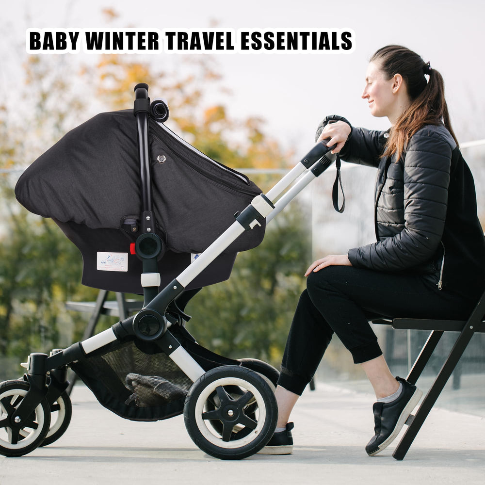 Rquite elastic bottom stretches to fit car seats and strollers.