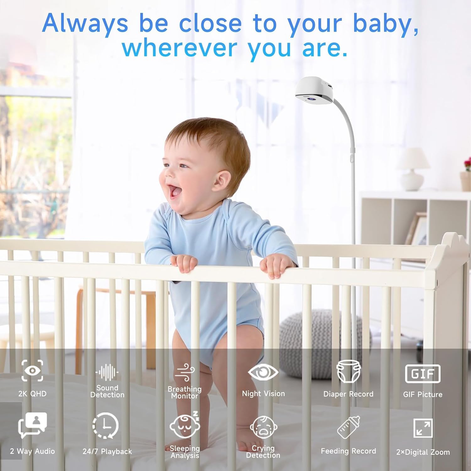 Rraycom smart baby monitor floor stand keeps camera steady for safe viewing