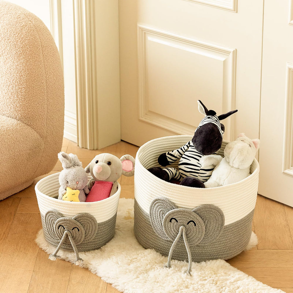 R RUNKA elephant large basket durable cotton rope construction.