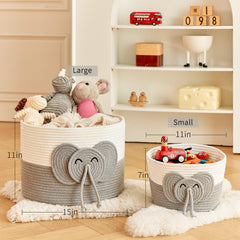 R RUNKA elephant large basket side view highlights spacious interior for storage.