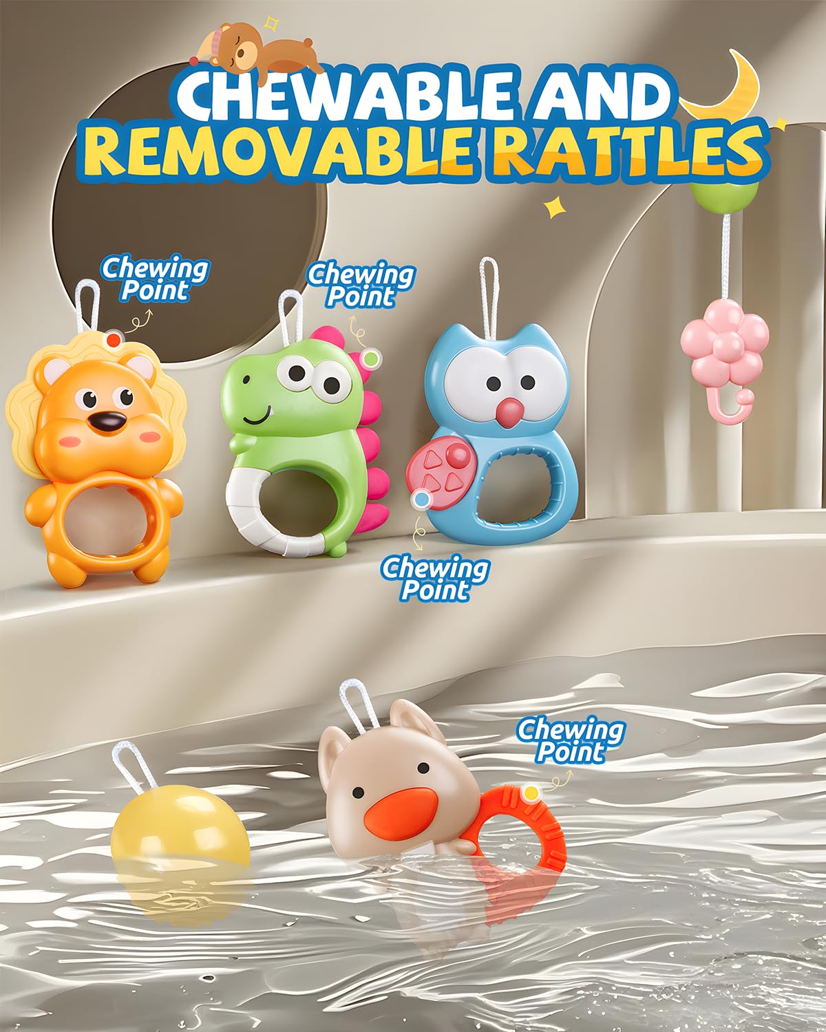 RSEPD five rattles and teethers set for teething and play