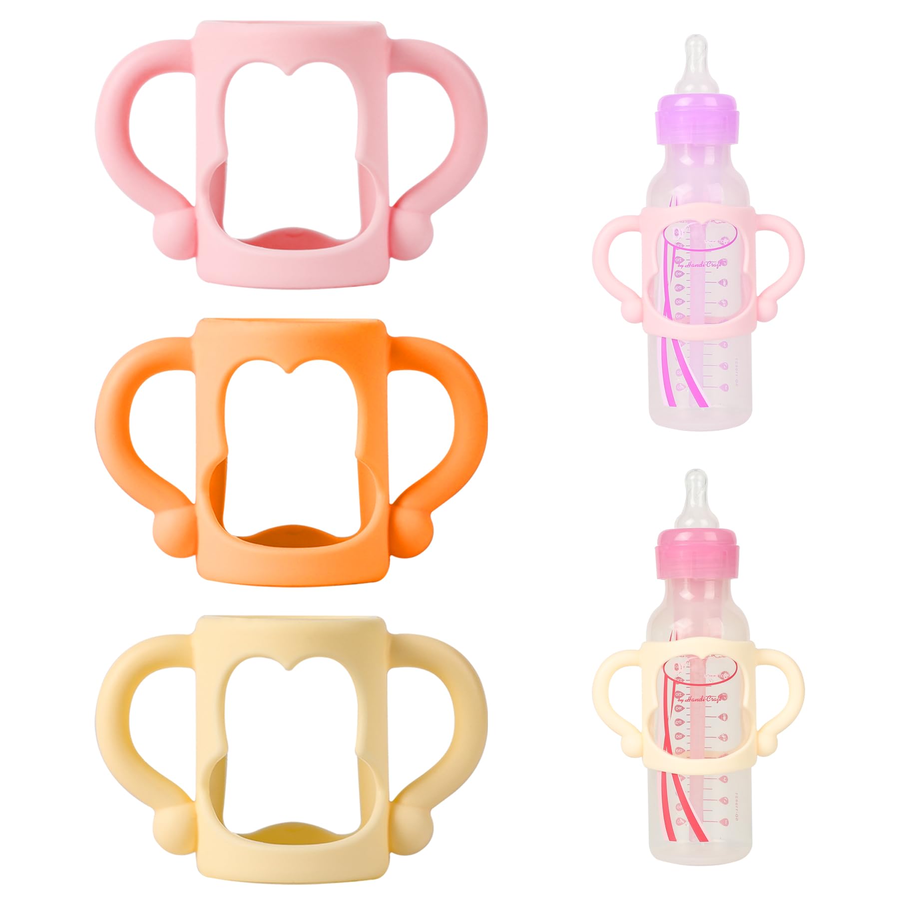 RTMOK bottle handles on Dr. Browns narrow bottle offer a secure grip for tiny hands.