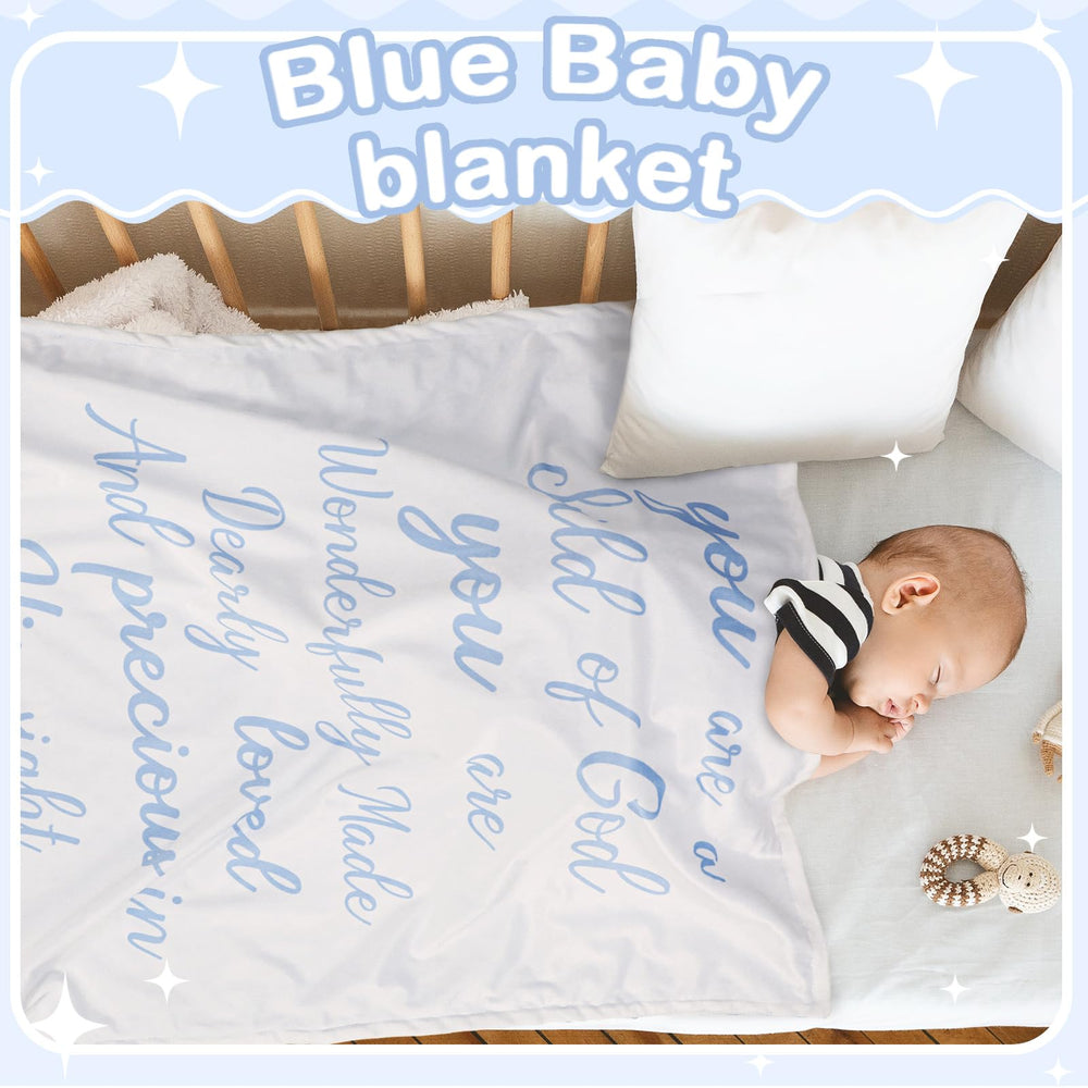 Rtteri blue and white Bible blanket for gifting during baby celebrations