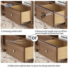 RUANSTEC shelf edge guard in clear, blends with furniture while protecting shelves.