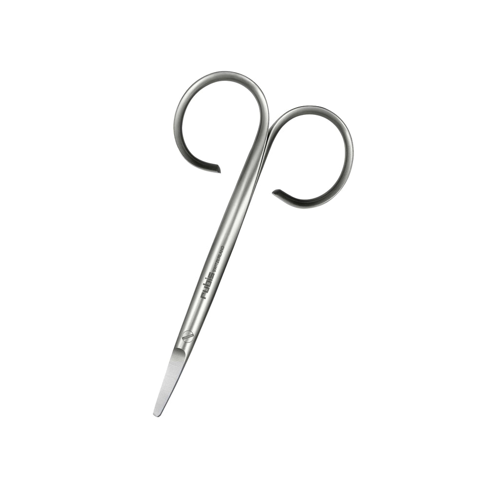 Rubis stainless steel infant nail scissors close-up showing sharp blades