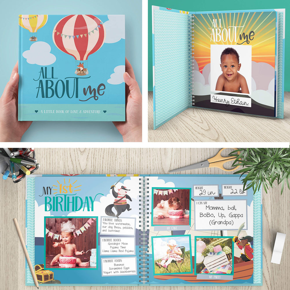 Inside pages with writing spaces and milestone notes