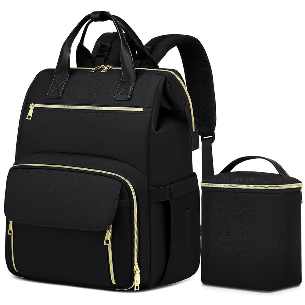 RUCYEN breast pump backpack front view with spacious layout for moms on the go