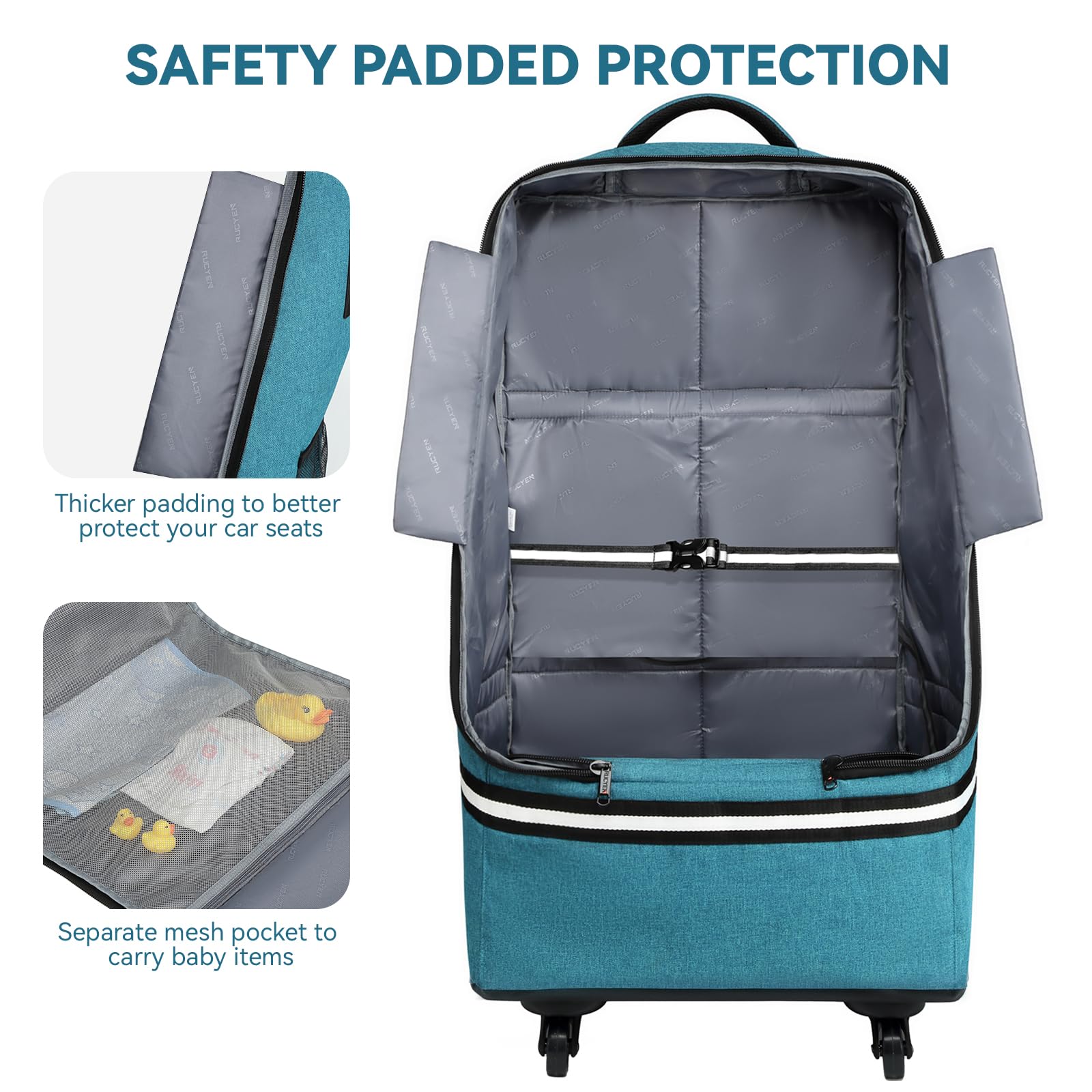 RUCYEN car seat bag in use at the airport for travel efficiency