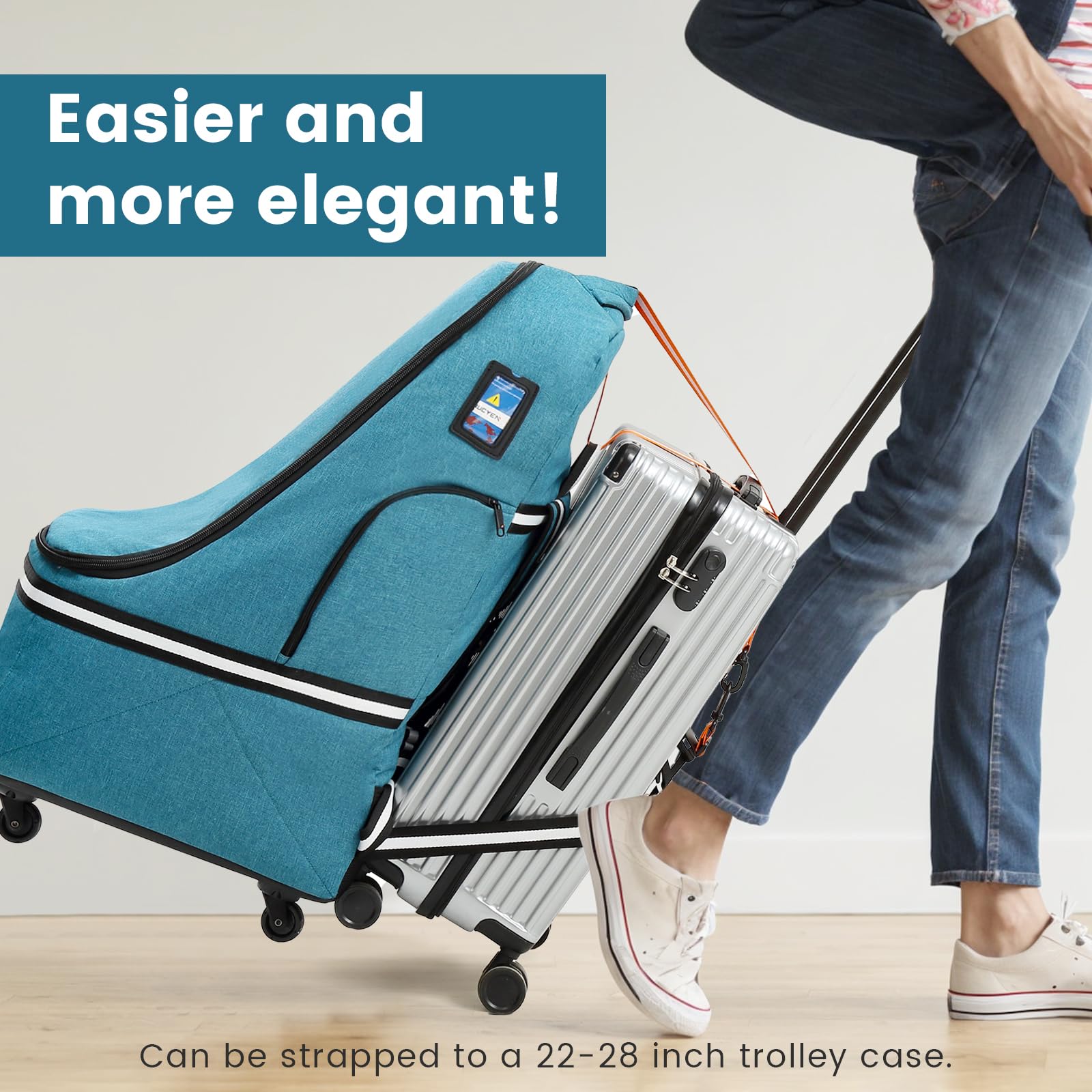 RUCYEN car seat bag padded interior protects car seats during flights and trips