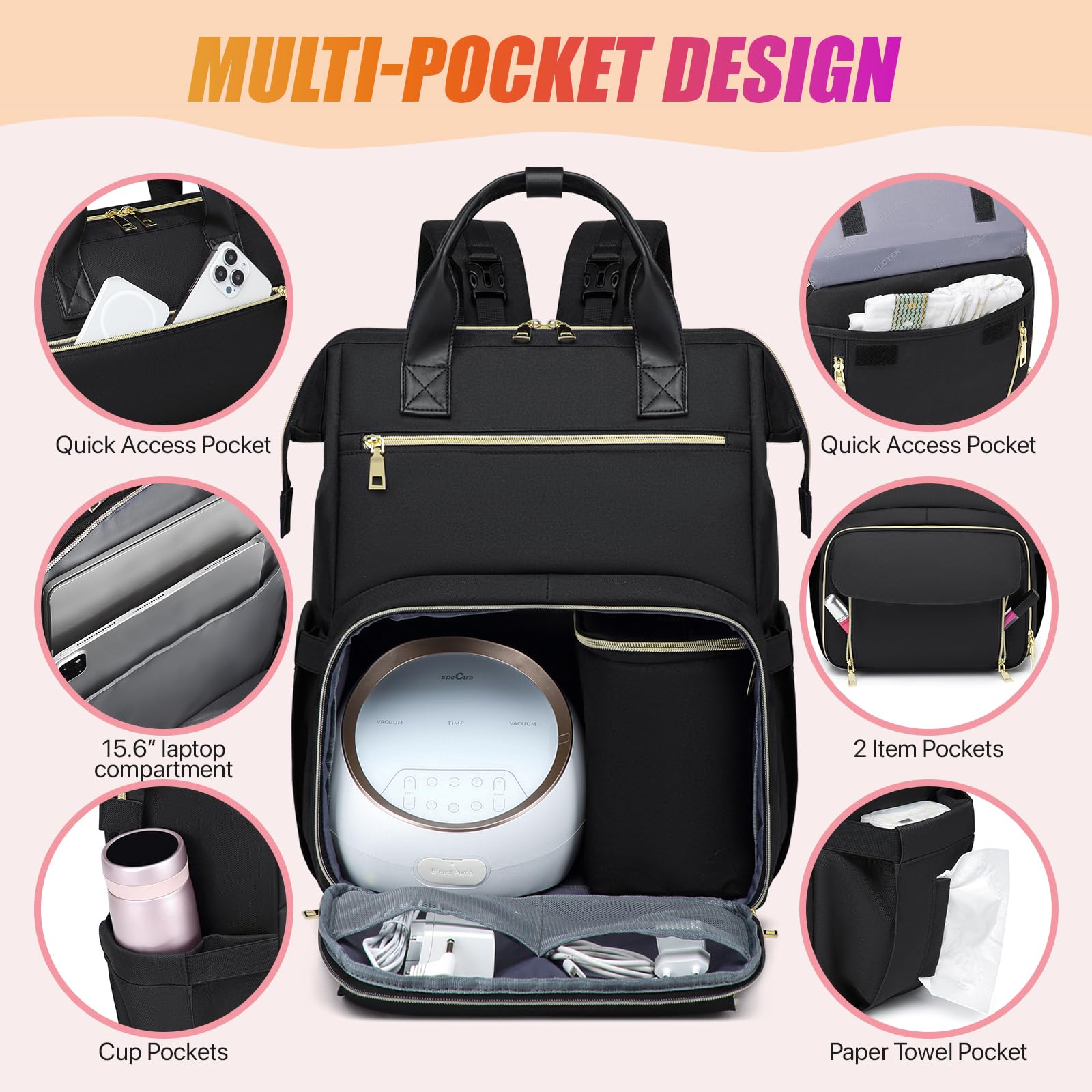 RUCYEN insulated bottle pockets help maintain bottle temperatures during outings