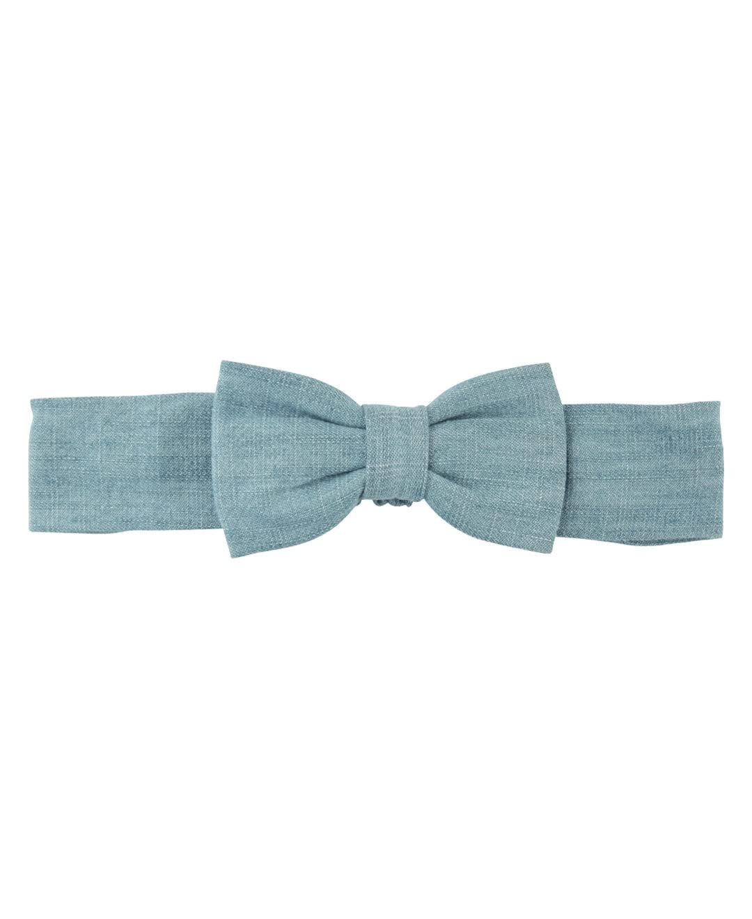 RuffleButts light-wash denim headband closeup enhances outfits and baby photo moments.