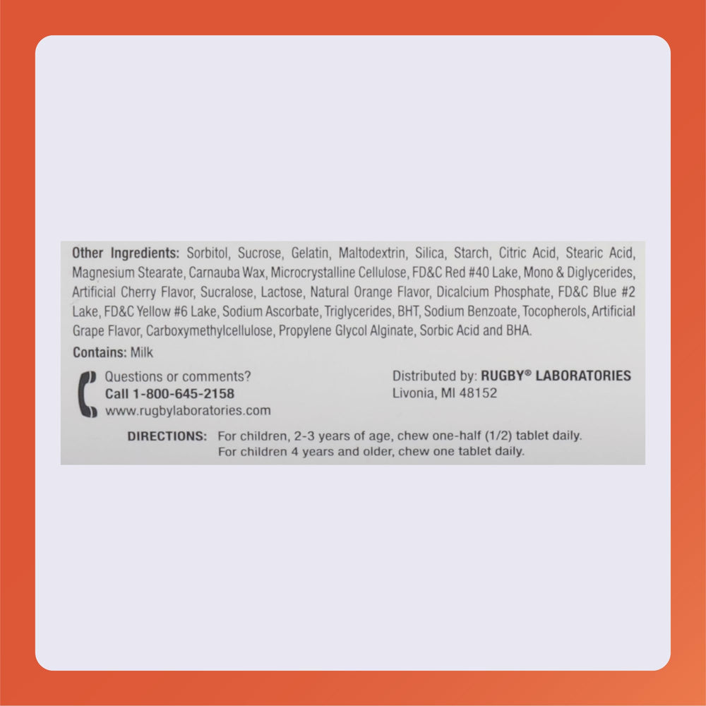 Rugby Laboratories dosage guidance showing half and full tablet options