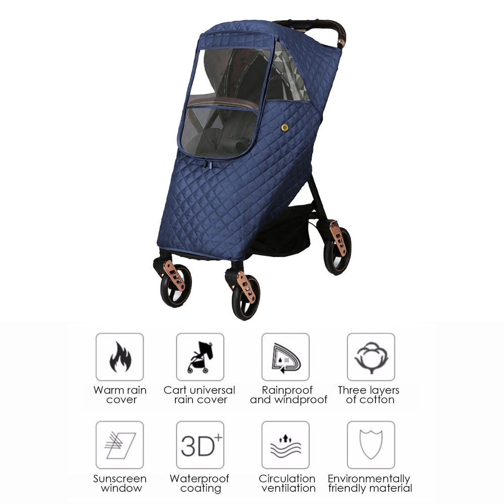 Ruiqas winter-ready cover fits most strollers for quick protection