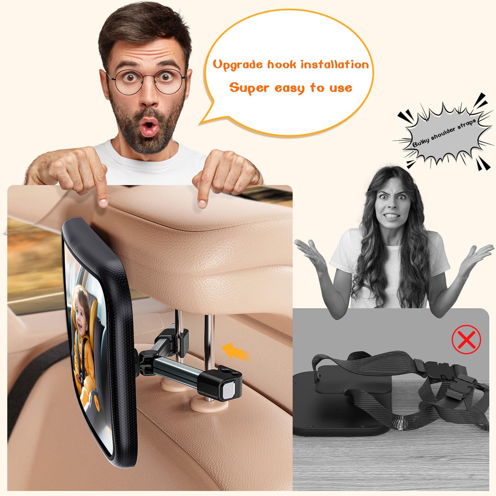 Rukie Baby Car Mirror rear-facing view helps monitor your infant safely