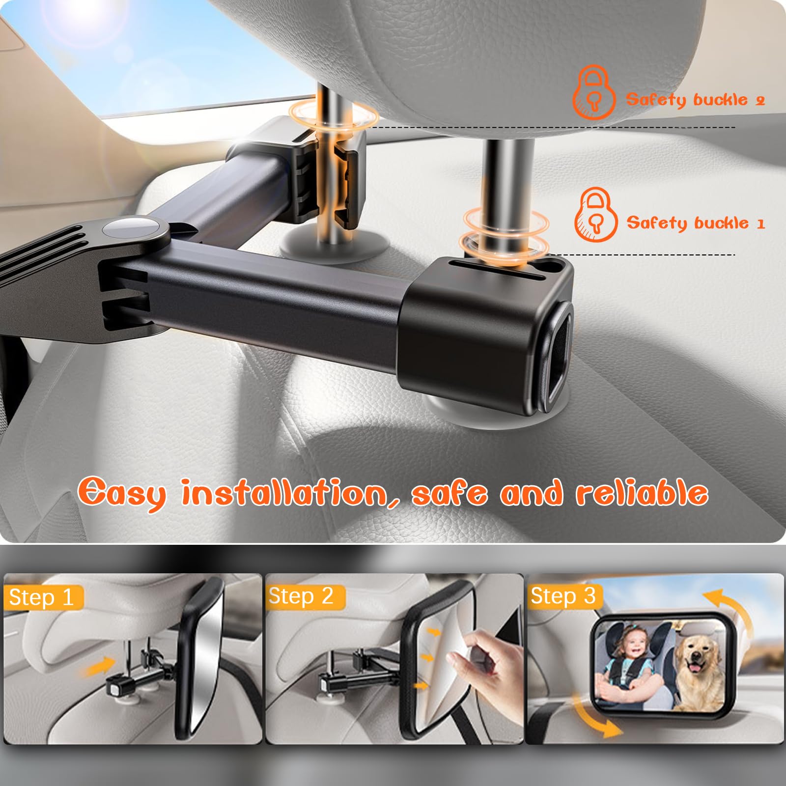 Rukie Baby Car Mirror shatterproof acrylic construction for durability