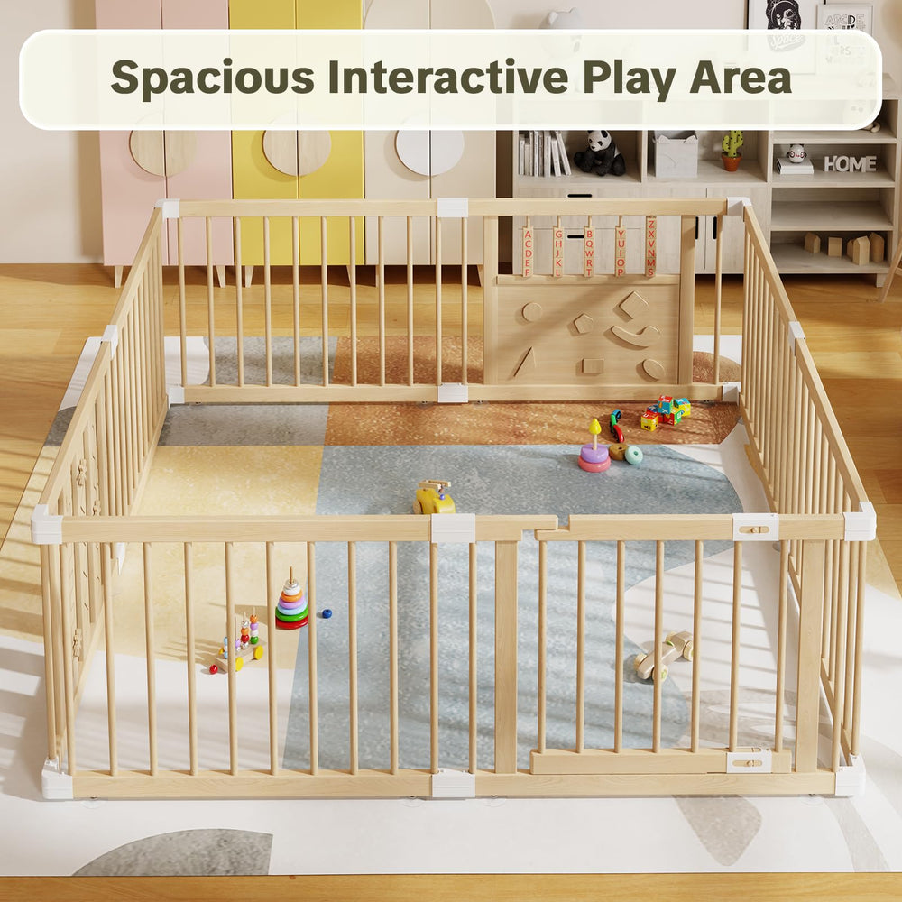 RUMBALUXY portable indoor playpen doubles as a reliable baby fence.