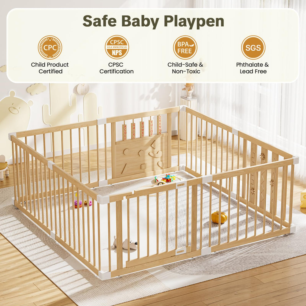 RUMBALUXY 24-inch height playpen provides a safe contained play space.