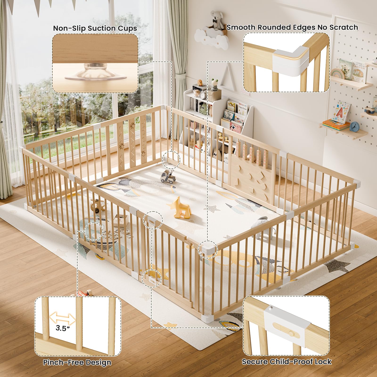 RUMBALUXY wooden bars 0.79 inch thick provide sturdy construction and safety.