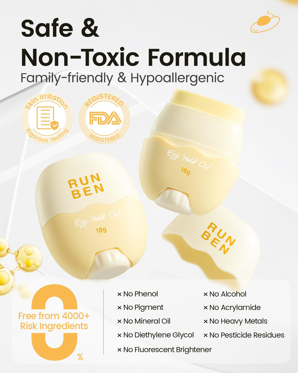 RUNBEN safety-tested formula is mild and non-irritating for daily use.
