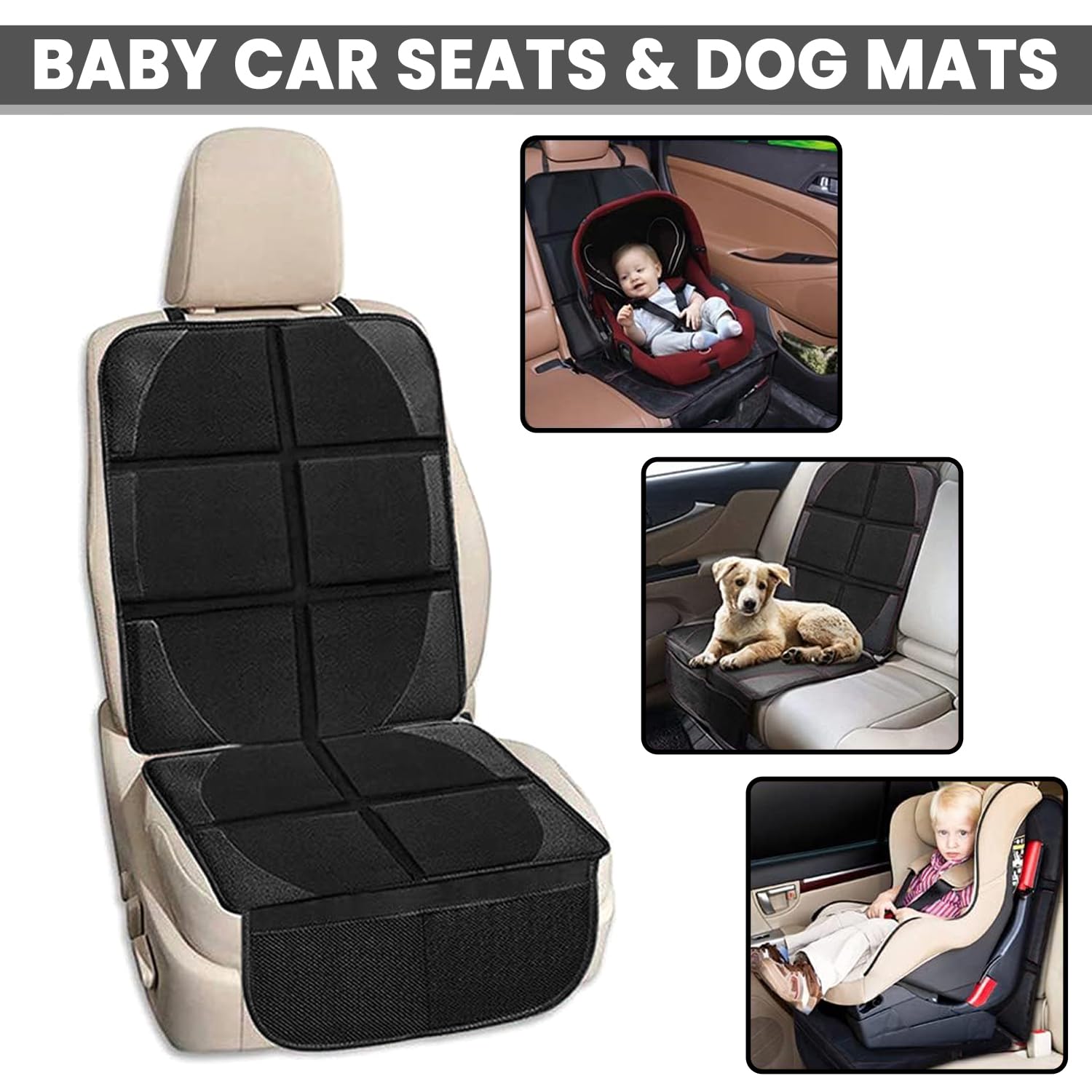 RUNETI car seat protector easy clean surface wipes away dirt and spills
